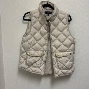 Women's Quilted Cream JCrew Vest J. Crew